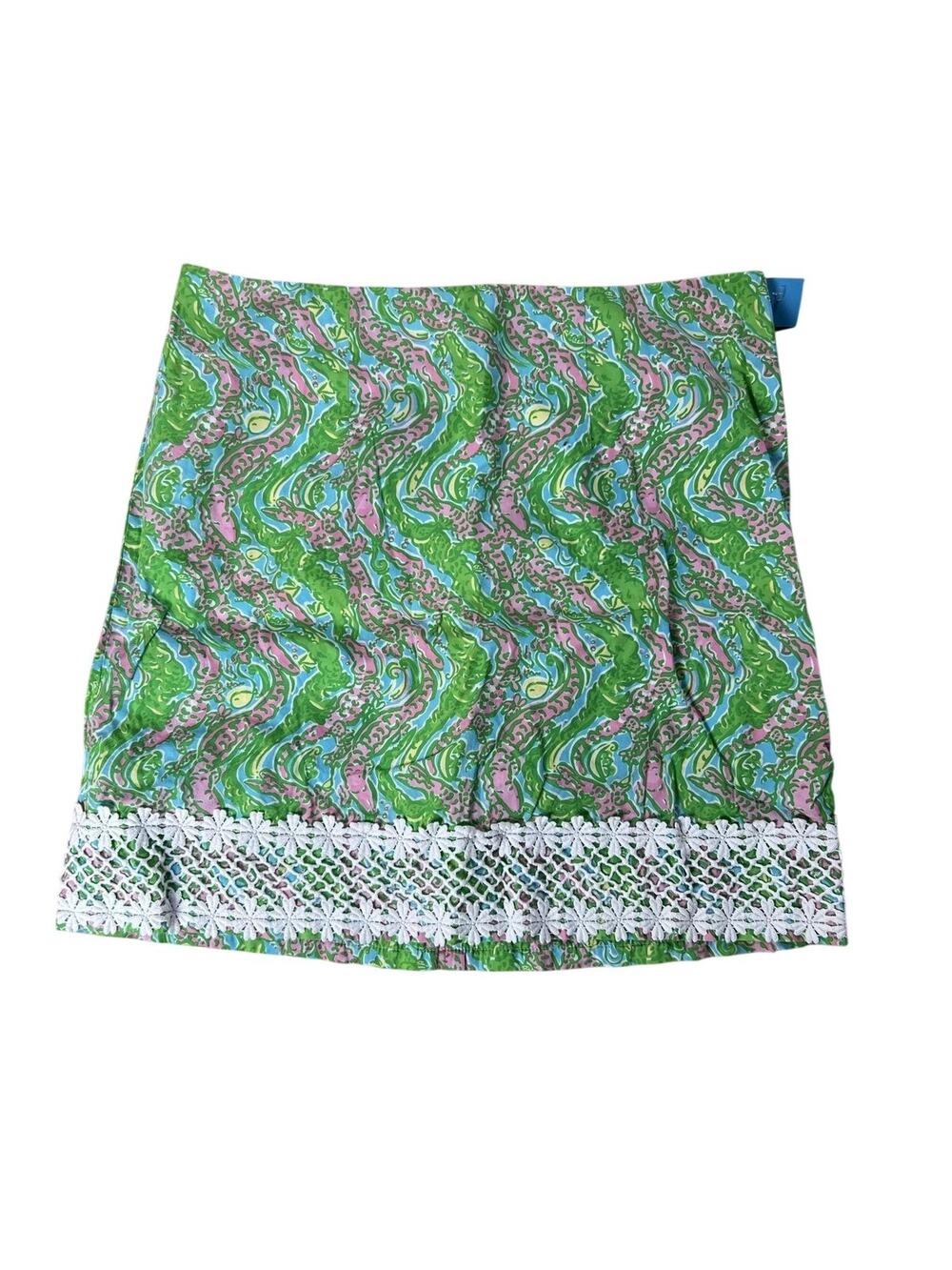 Lilly Pulitzer Skirt Womens 10 Green Paisley Mini Lace Crochet Lined Zip